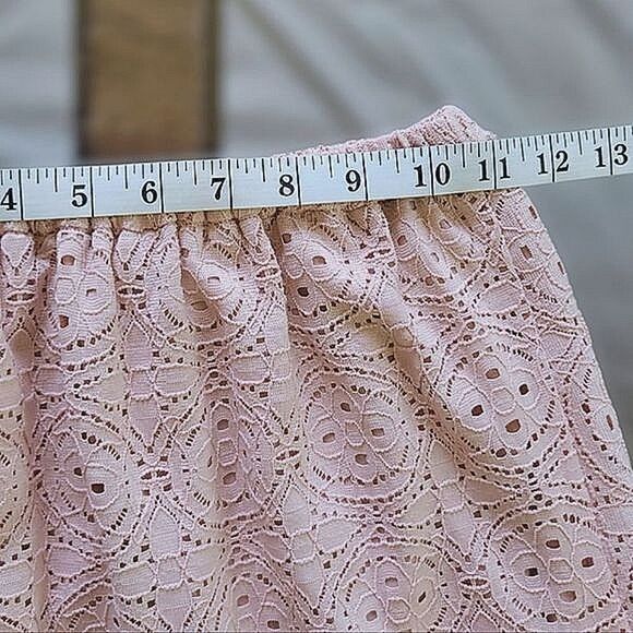 Vtg handmade blush pink embroidered cutwork lace midi skirt - Picture 6 of 11